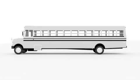 School bus long rendered and isolated on white background Stock Illustration