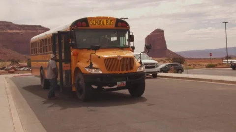 School bus in Monument Valley Stock Footage 149304908