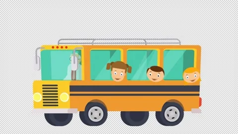 School bus. Passenger bus animation. Cartoon Stock Footage 302253087