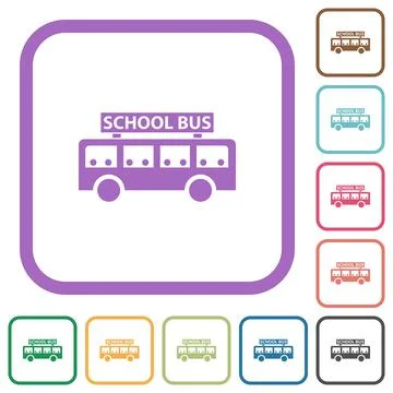 School bus with passengers side view simple icons イラスト素材
