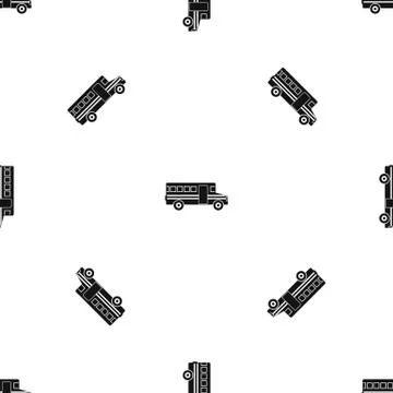 School bus pattern seamless black Stock Illustration