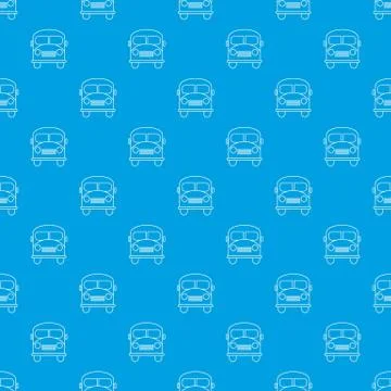 School bus pattern seamless blue Stock Illustration