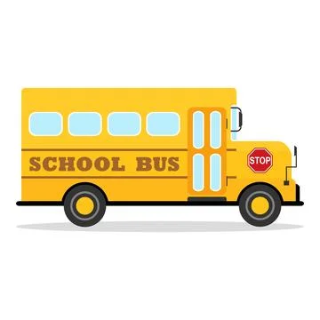 School bus, realistic yellow school bus with shadow isolated Stock Illustration