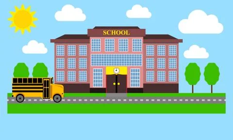 School bus rides to school Stock Illustration