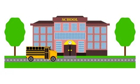 School bus rides to school Stock Illustration