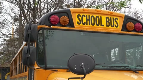 School bus. School bus stands in parking... | Stock Video | Pond5