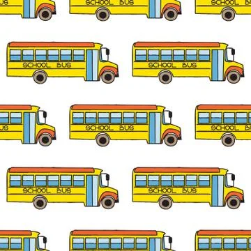 School bus seamless pattern Stock Illustration