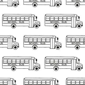 School bus seamless pattern Stock Illustration