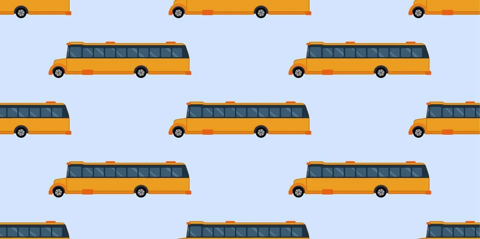 School bus seamless pattern vector. School pattern background. Иллюстрация