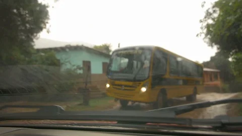 School bus in a small town Video stock 128079399