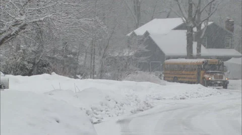 School bus in snow Stock Footage 47674208