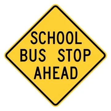 School bus stop ahead sign, S3-1, US road sign Ilustración de archivo