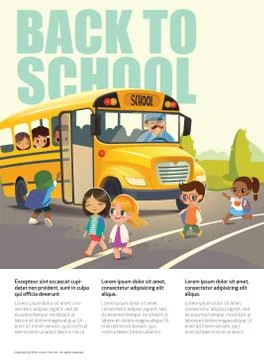 School bus stop. Back To School Safety Concept. Stock Illustration