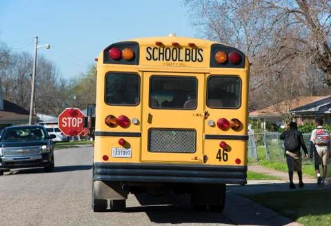 School bus stop Stock Photos