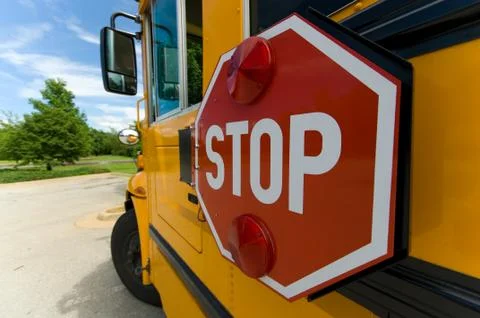 School bus stop sign Stock Photos