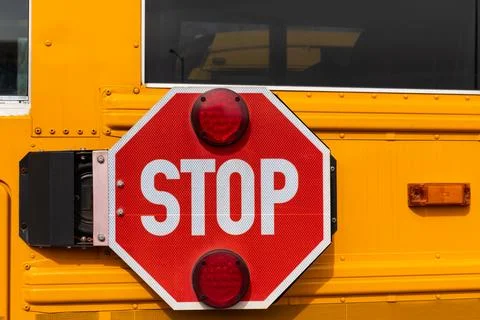 School Bus Stop Sign Stock Photos