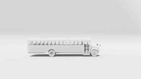 School Bus Stylized 3D Model on White Background Stock Footage 312973050