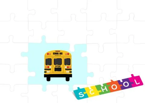 School bus template vector of puzzle pieces Stock Illustration