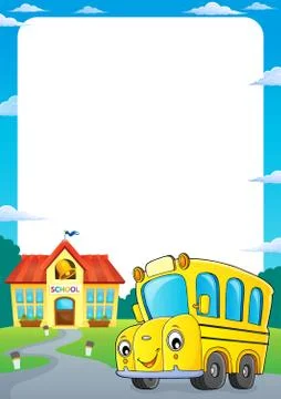 School bus thematics frame Stock Illustration