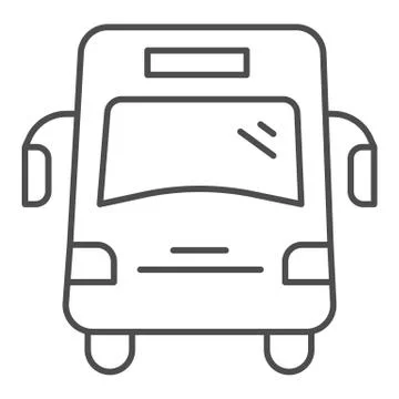 School bus thin line icon, school concept, autobus for students sign on white Stock Illustration