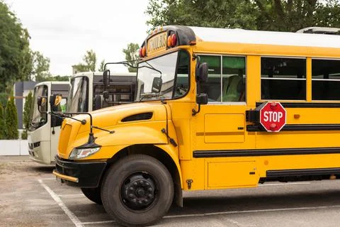 School bus, transport, outside, schoolbus Stockfoto's