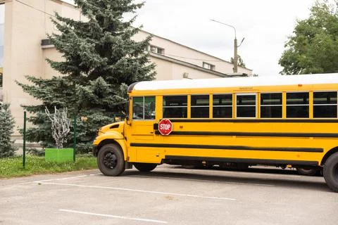 School bus, transport, outside, schoolbus Stockfoto's