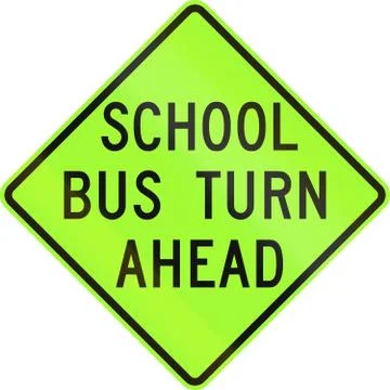 School Bus Turn Ahead Stock Illustration