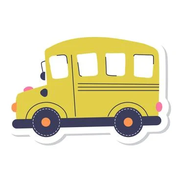 School bus vector cartoon sticker on the white background Stock Illustration