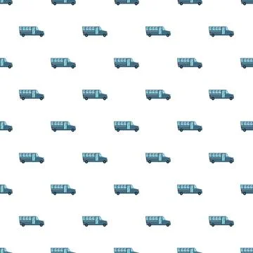 School bus vehicle seamless pattern on white background Stock Illustration