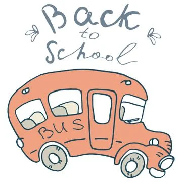 School bus on white isolated backdrop. Stock Illustration