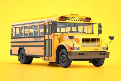 School bus on yellow background. Stock Illustration