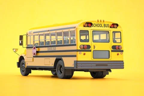 School bus on yellow background. Stock Illustration