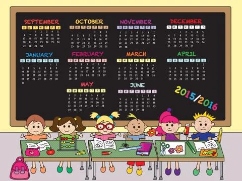 School calendar 2015.2016 Stock Illustration