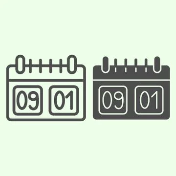 School calendar line and solid icon. Calendar with first September date outline イラスト素材