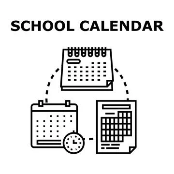 School calendar planning and scheduling learning activities Illustrazione stock