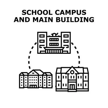 School campus and main building vector concept Stock Illustration