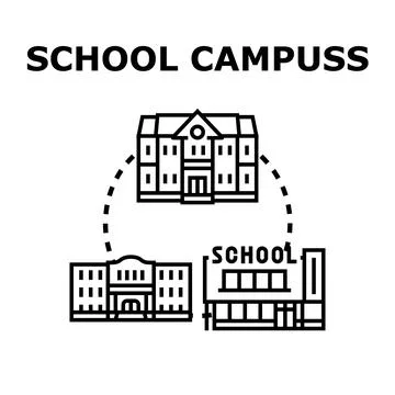 School campus buildings forming educational institution concept Stock Illustration