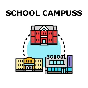 School campus buildings forming educational institution concept Ilustración de archivo