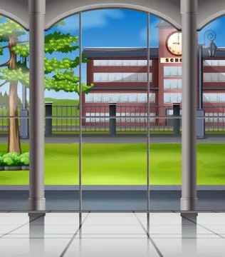 School campus from the window Stock Illustration