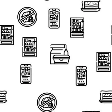 School Canteen Menu Vector Seamless Pattern Stock Illustration