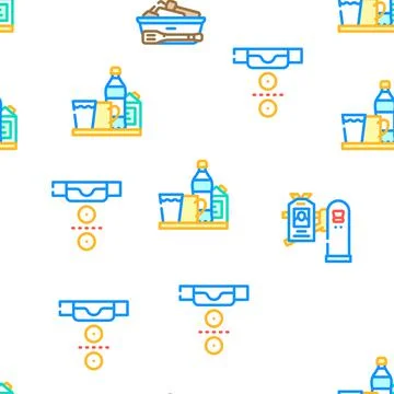 School Canteen Menu Vector Seamless Pattern 스톡 일러스트