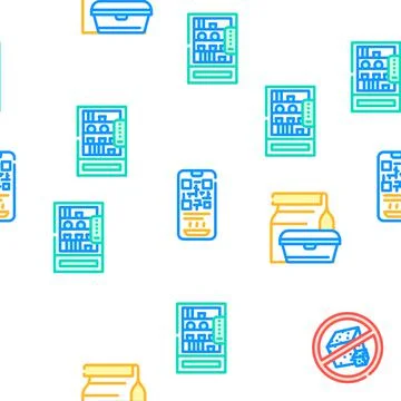 School Canteen Menu Vector Seamless Pattern Illustrazione stock