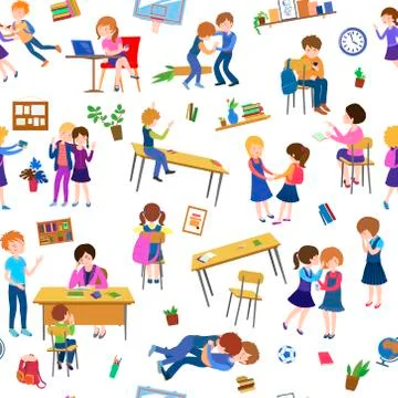 School cartoon pattern Illustrazione stock