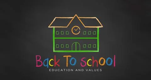 School in Chalk. Black board Back to school. Vector Stock Illustration