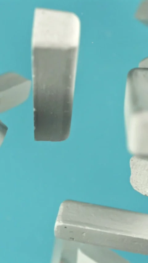 School chalk flying on a blue background. Filmed on a high-speed camera at 1000 Stock Footage 335379656