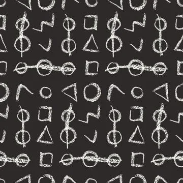 School chalk pattern with grunge geometric shapes Illustrazione stock