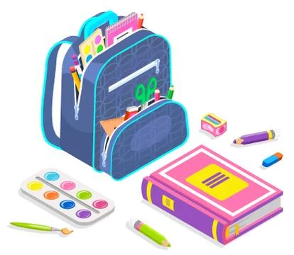 School Chancery, Backpack with Notebook Vector Illustrazione stock