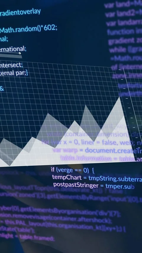 In school, child learning animation with graph and code overlay on computer Stock Footage 344370553