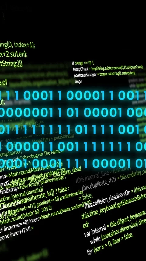 In school, child learning programming with binary code and animation on screen 스톡 동영상 344370540