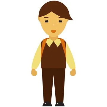School child vector, kid boy student with backpack illustration Stock Illustration